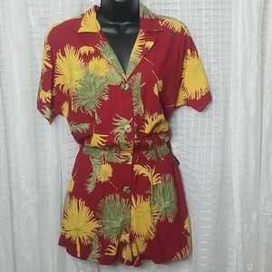 FREE PEOPLE Malibu Button Front Print Romper M